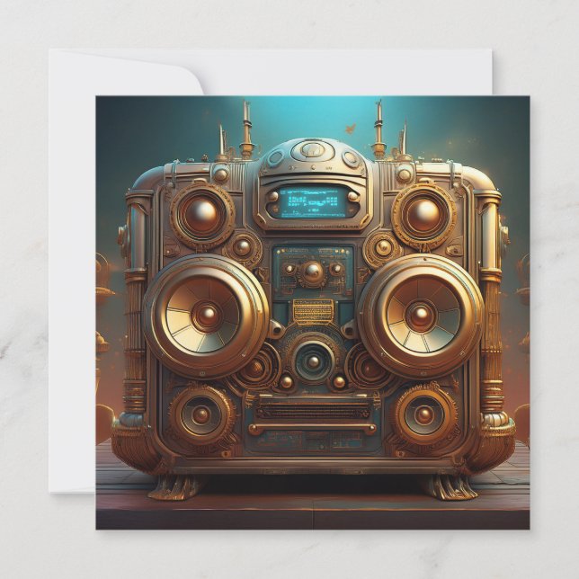 Invitation Steampunk Boom Box Radio (Devant)