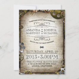 Invitation Steampunk Gears Mariage victorien Vintage Invitati