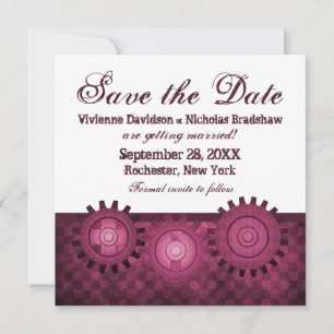 Invitation Steampunk Gears Save the Date Invitation, Fuchsia
