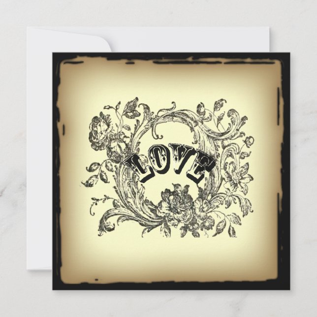 Invitation steampunk pastel jaune fleurit tourbillons victori (Devant)