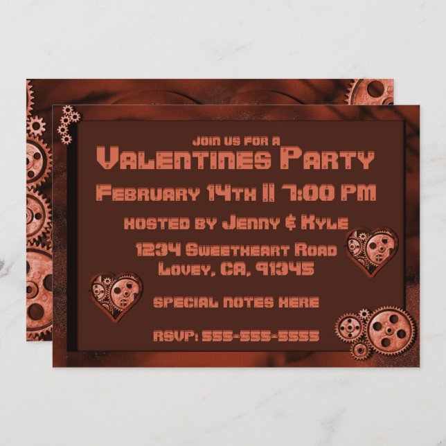 Invitation Steampunk Valentines (Devant / Derrière)