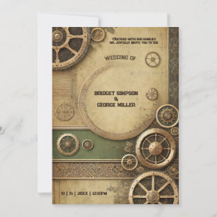 Invitation Steampunk Victorian Gearwork Mariage
