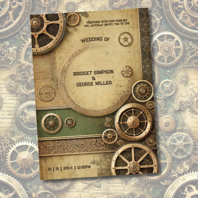 Invitation Steampunk Victorian Gearwork Mariage (Créateur téléchargé)