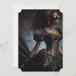 Invitation Steampunk Vintage Victorian Lady Black Raven