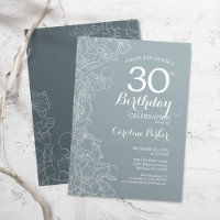 Steel Blue Floral 30e fête d'anniversaire