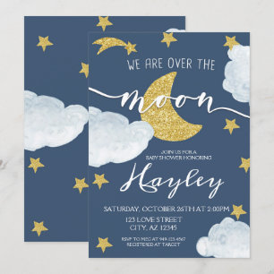 Invitation Steel Blue Nous sommes sur le Baby shower de la Lu