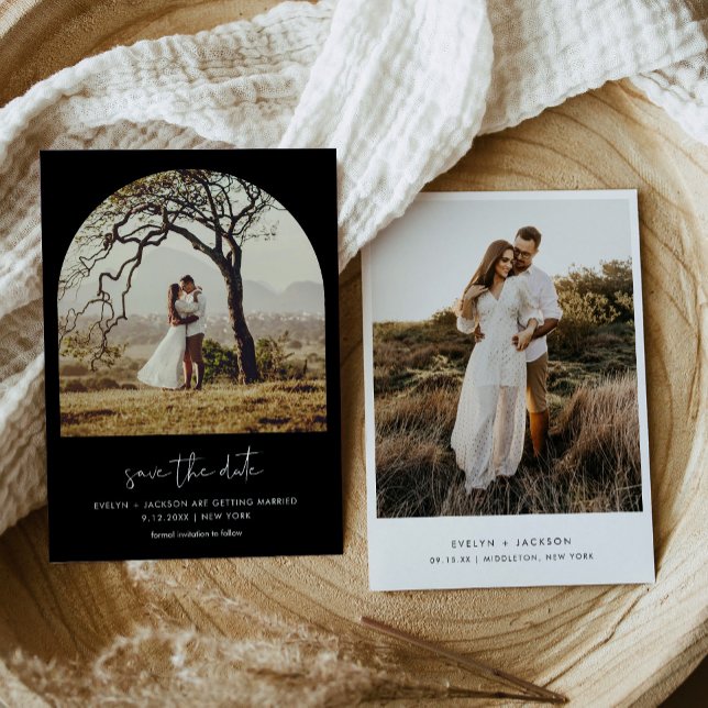 Invitation STELLA Arch Photo Enregistrer La Date Noir (Créateur téléchargé)