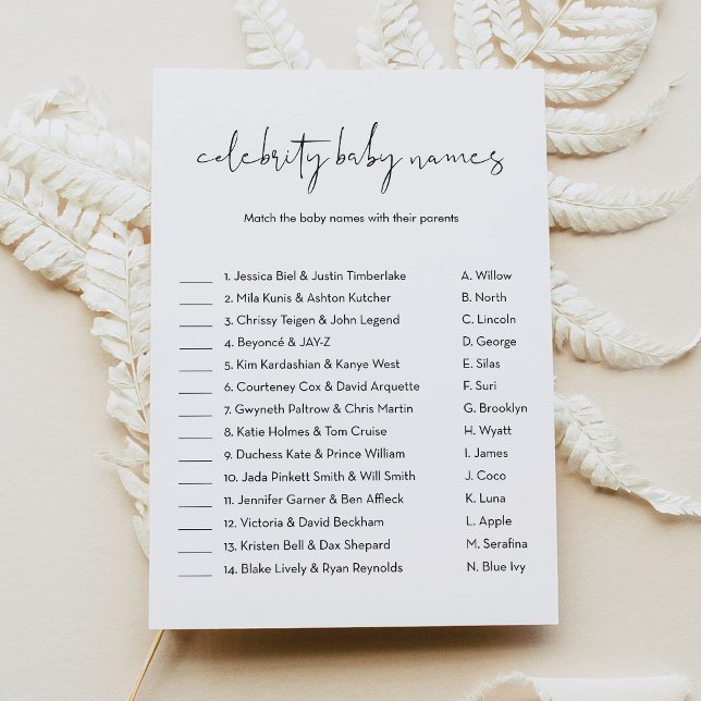 Invitation STELLA Celebrity Baby Name Baby shower Jeu (Créateur téléchargé)