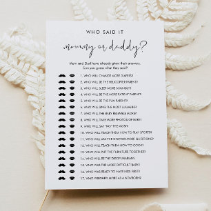 Invitation STELLA Qui L'A Dit Maman Papa Baby Game Card