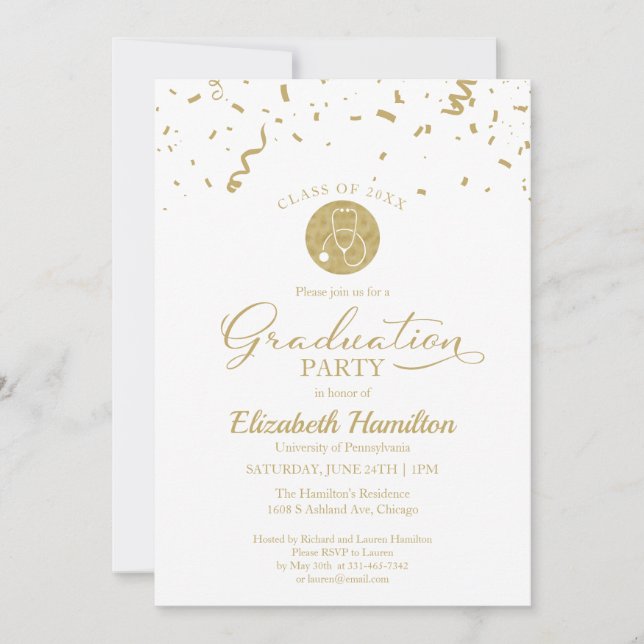 Invitation Stethoscope École de soins infirmiers Grad Party G (Devant)