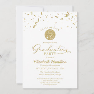 Invitation Stethoscope Nursing School Grad Party Gold White