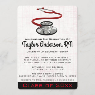 Invitation Stethoscope tendance Ecole Médicale Graduation