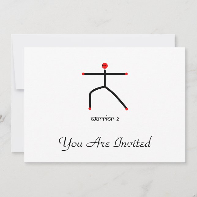 Invitation Stick figure du guerrier 2 pose de yoga & Sanskrit (Devant)
