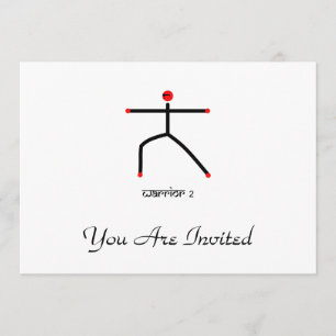 Invitation Stick figure du guerrier 2 pose de yoga & Sanskrit