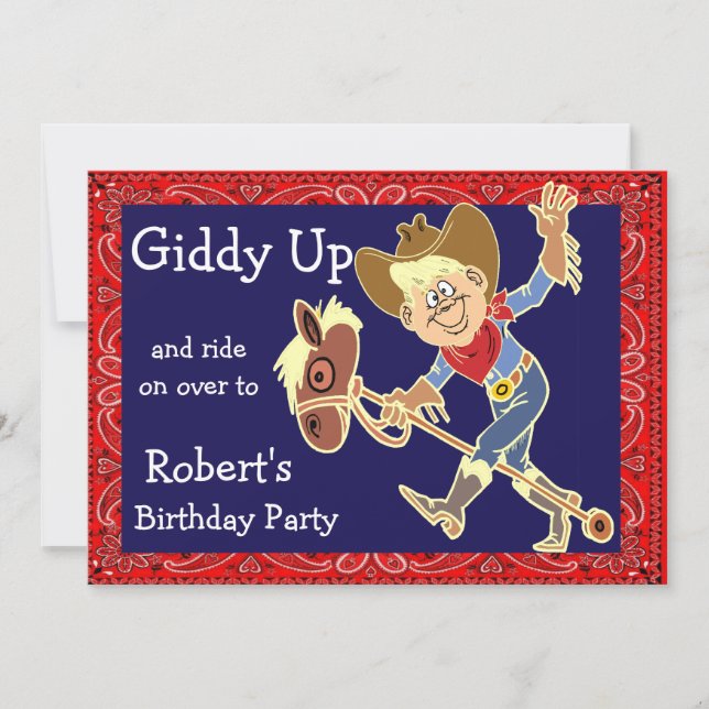 Invitation Stick Western Party Rodeo Horse Cowboy (Devant)