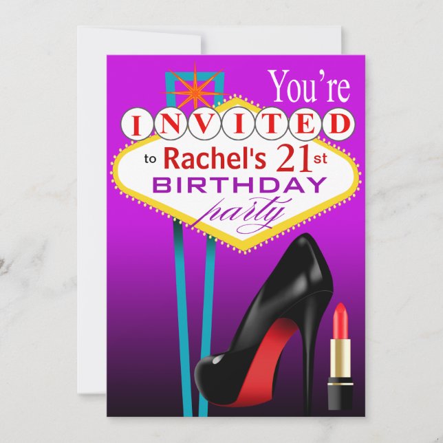 Invitation Stiletto et Lipstick Violet du Las Vegas Party (Devant)