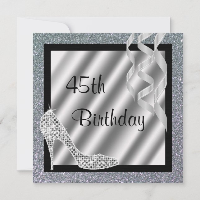 Invitation Stiletto et Streamers de la Glittery 45e anniversa (Devant)
