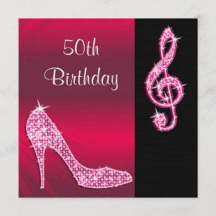 Invitation Stiletto rose & Treble Cleft 50e anniversaire