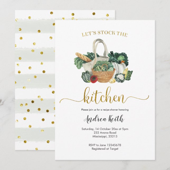 Invitation Stock de la cuisine Jardin Recette Douche (Devant / Derrière)