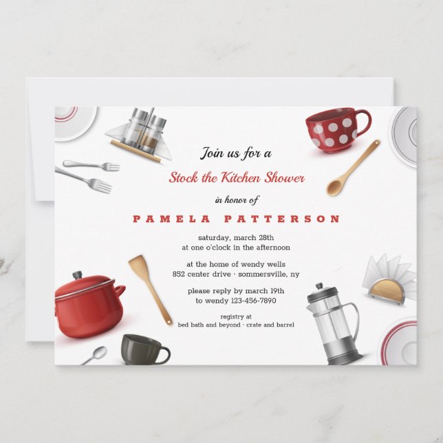 Invitation Stock de la Fête des mariées de cuisine (Devant)