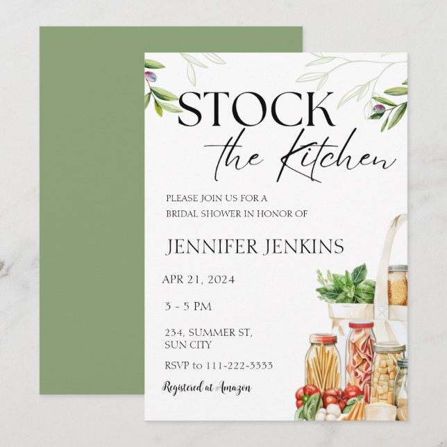 Invitation Stock de la Fête des mariées de Cuisine de la cuis (Devant / Derrière)