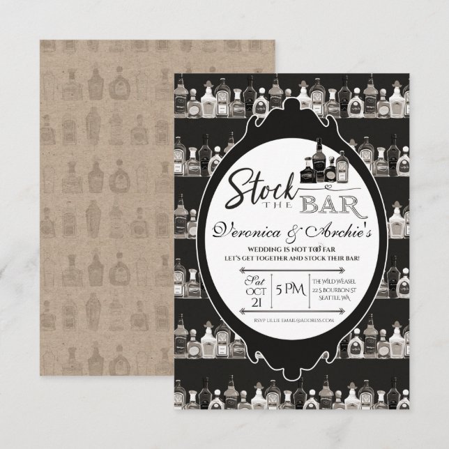 Invitation Stock de l'invitation Wedding shower du Bar Couple (Devant / Derrière)