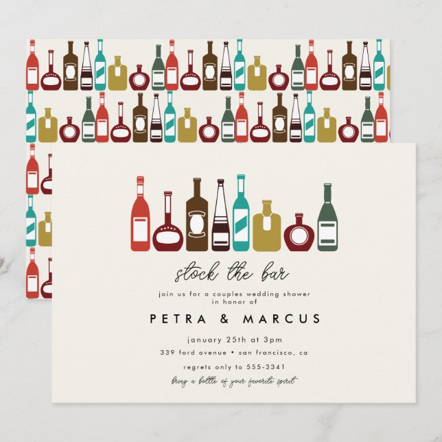 Invitation Stock du Bar Couples Wedding shower nuptiale (Devant / Derrière)