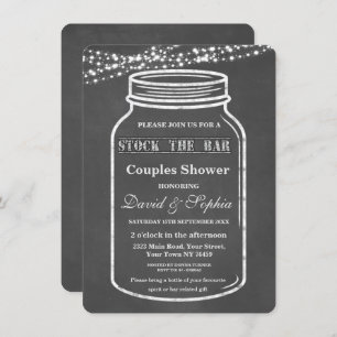Invitation Stock du Bar Mason Jar Chalk Couples Douche