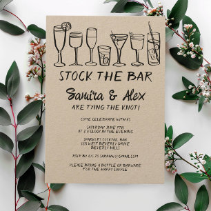 Invitation Stock du bar Whimsical Cocktail Boissons Fiançaill
