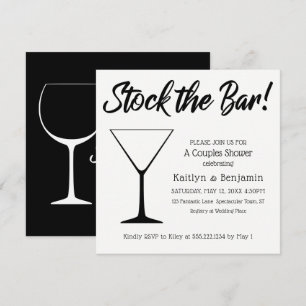 Invitation Stock en noir/blanc du Bar Couples Douche