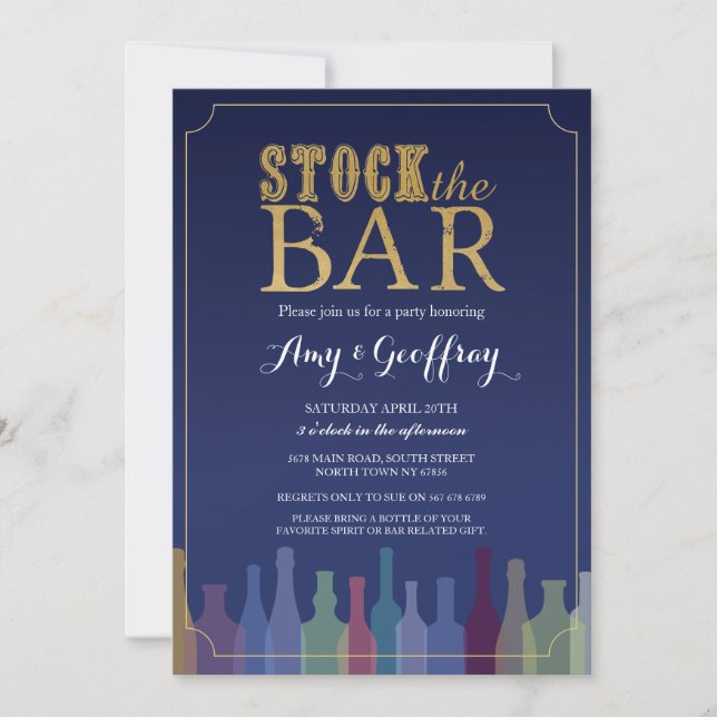 Invitation Stock Le Bar Blue Party Fiançailles Couples Invita (Devant)