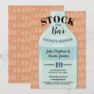 Invitation Stock Le Bar Couple's Douche Monnaie Bouteille Mod