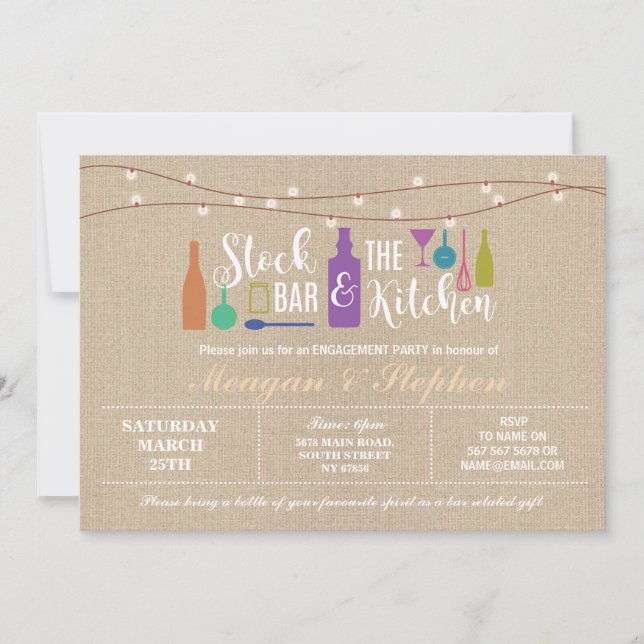 Invitation Stock Le Bar & Cuisine Fiançailles Couples ← (Devant)