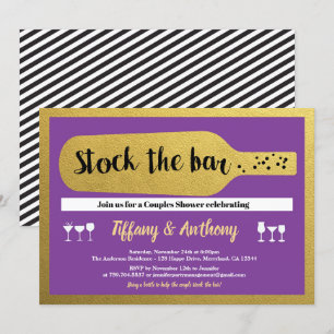 Invitation stock mauve et or glam à l'invitation du bar