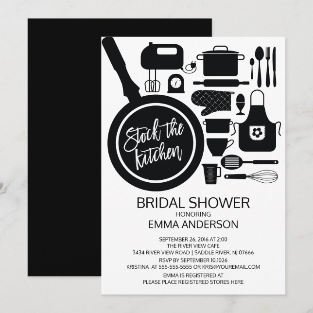 Invitation Stock moderne de la cuisine nuptiale douche Invita (Devant / Derrière)