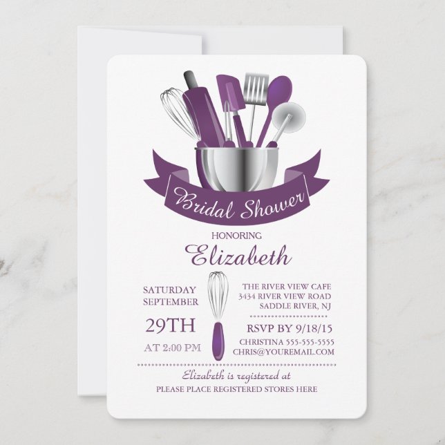 Invitation Stock moderne La Cuisine nuptiale douche Invitatio (Devant)