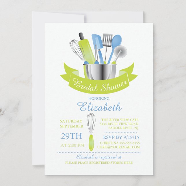 Invitation Stock moderne La Cuisine nuptiale douche Invitatio (Devant)