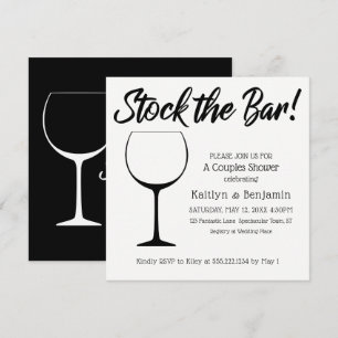 Invitation Stock noir & blanc le Bar Script Couples Douche