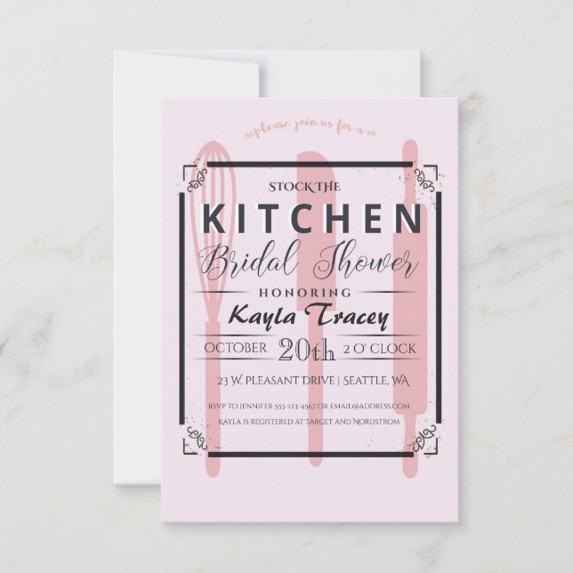 Invitation Stock rose de la cuisine nuptiale de douche Invita (Devant)