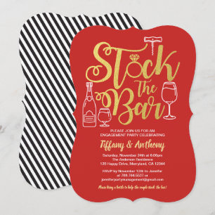 Invitation Stock rouge de l'invitation de l'bar l'or de la pa