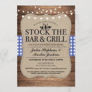 Invitation Stock The Bar and Grill Rustic Couple's Shower