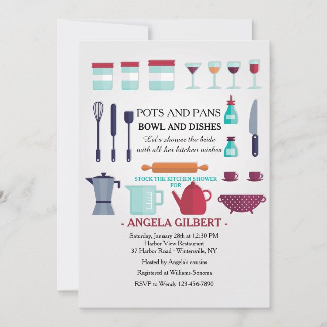 Invitation Stockez l'invitation de douche de cuisine (Devant)