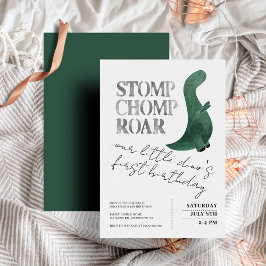 Invitation Stomp Chomp Roar Baby Boy Dinosaur Premier anniver