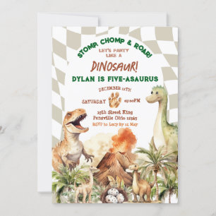 Invitation Stomp Chomp Roar Dinosaur fête d'anniversaire de l