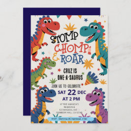 Invitation Stomp Chomp Roar dinosaure un par saurus anniversa