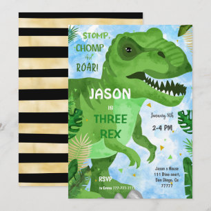 Invitation STOMP CHOMP Son Dinosaure Anniversaire