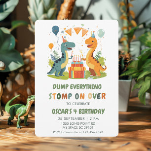 Invitation Stompe sur Dinosaur Anniversaire