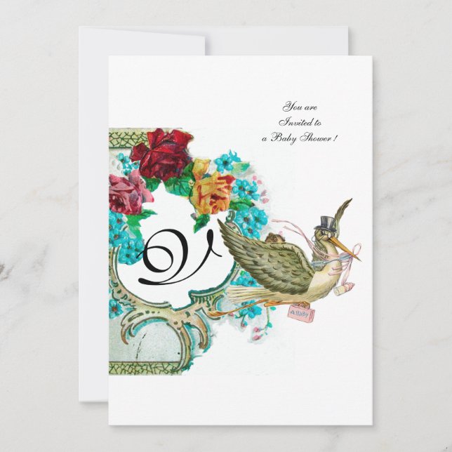 Invitation STORE BABY SHOWER 3 MONOGRAM, blanc (Devant)