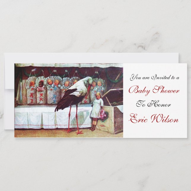 Invitation STORK BABY SHOWER Nouveau bébé Arrivée Blanc (Devant)
