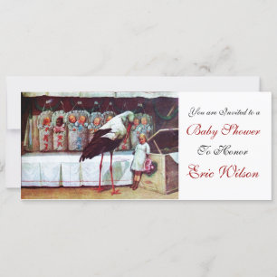 Invitation STORK BABY SHOWER Nouveau bébé Arrivée Blanc